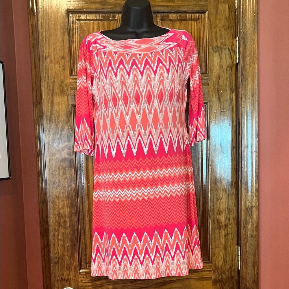 Donna Morgan Vibrant Coral and Pink Dress